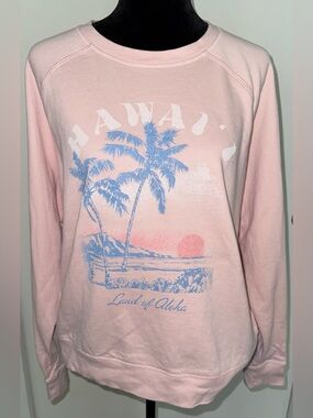 Pacific Creations Peach Hawaii Palm Trees Print Sweatshirt - Size XL